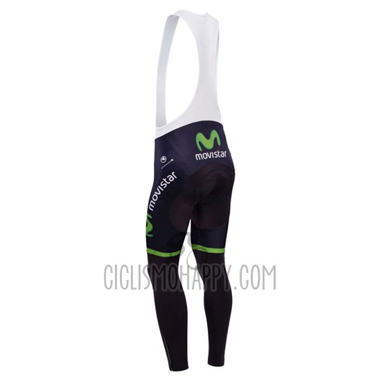 Movistar Cycling Jersey Bib Tight 2014 Long Sleeve Black